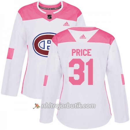 Dame Ishockey Montreal Canadiens Tröja Carey Price 31 Adidas 2017-2018 Vit Rosa Fashion Authentic